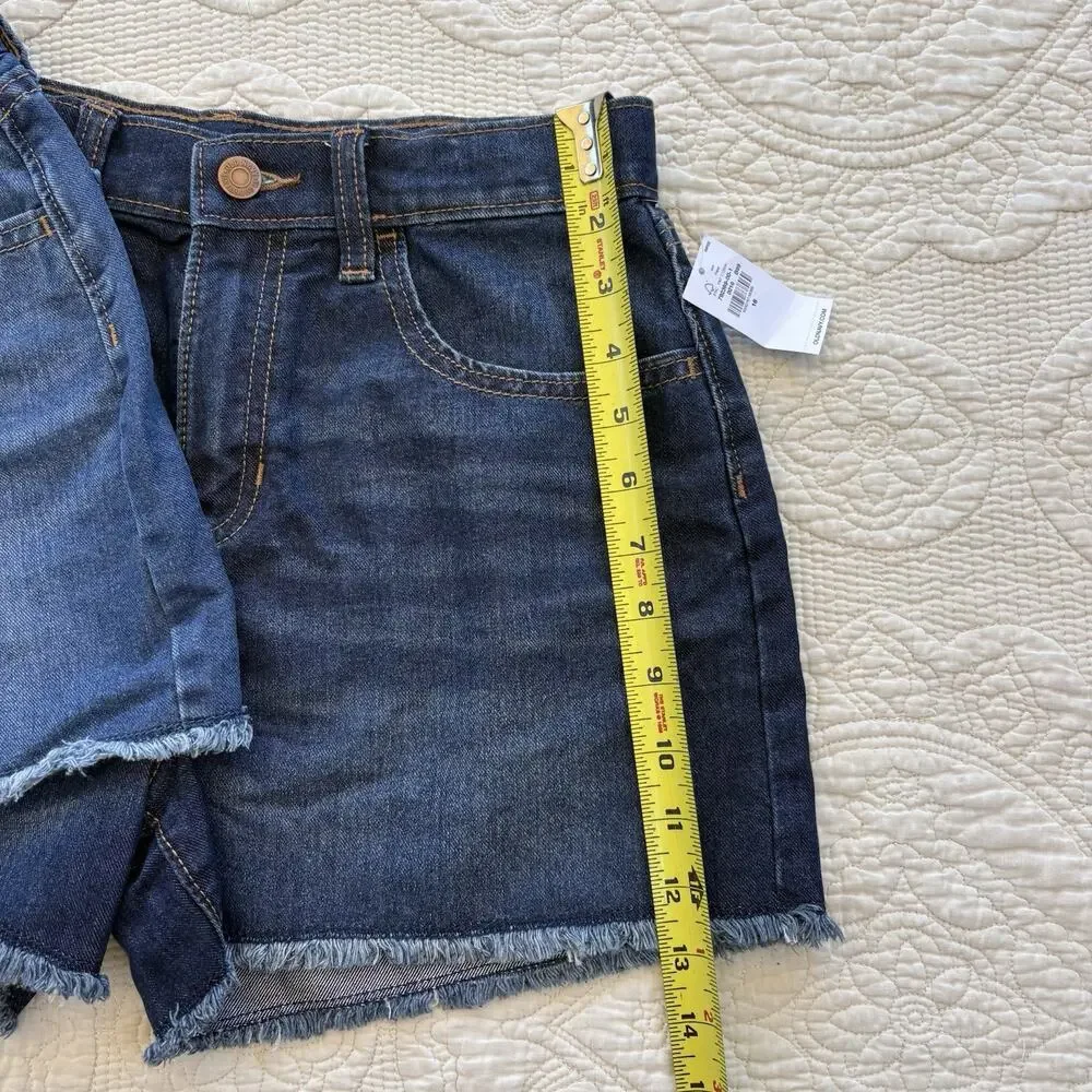 2 Old Navy High Rise Blue Denim Jean Shorts Adjustable Waist Girl's Size 16 NWT